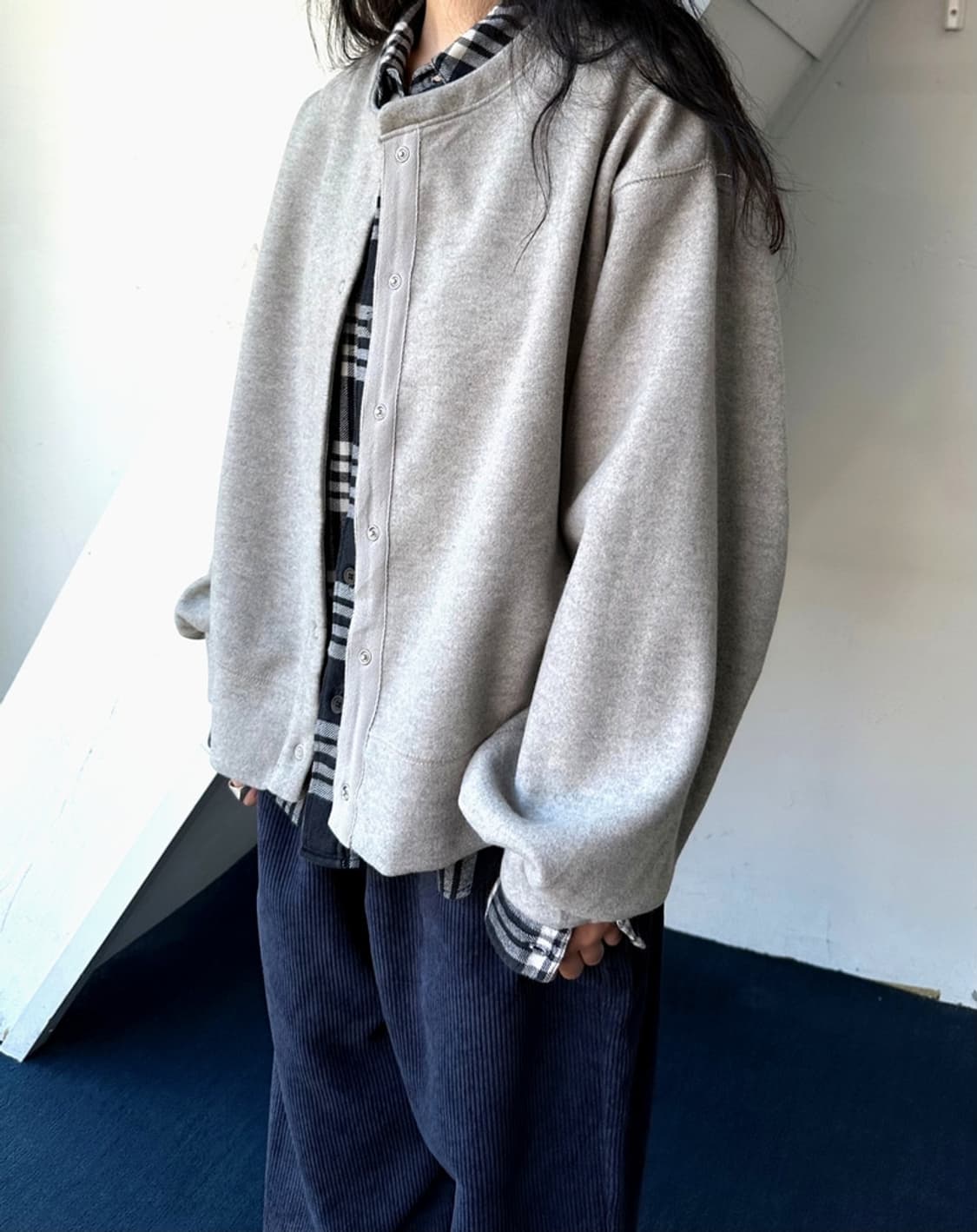 Felted fabric wide silhouette cardigan j 상품이미지10