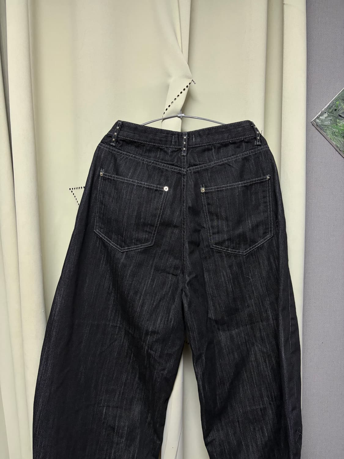 흑청 스터드 와이드 데님 상품이미지3