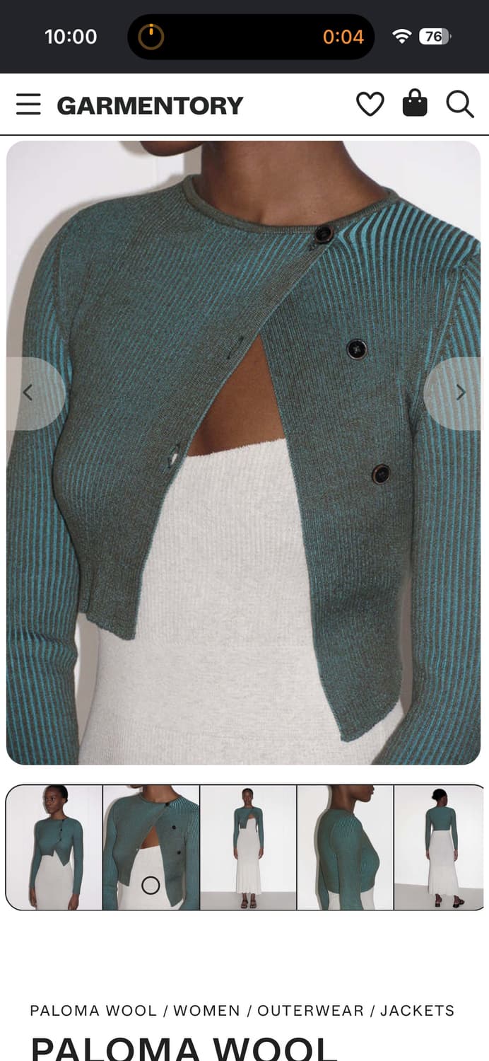 팔로마울 Paloma wool 그린 골지 크롭 가디건 S 상품이미지1
