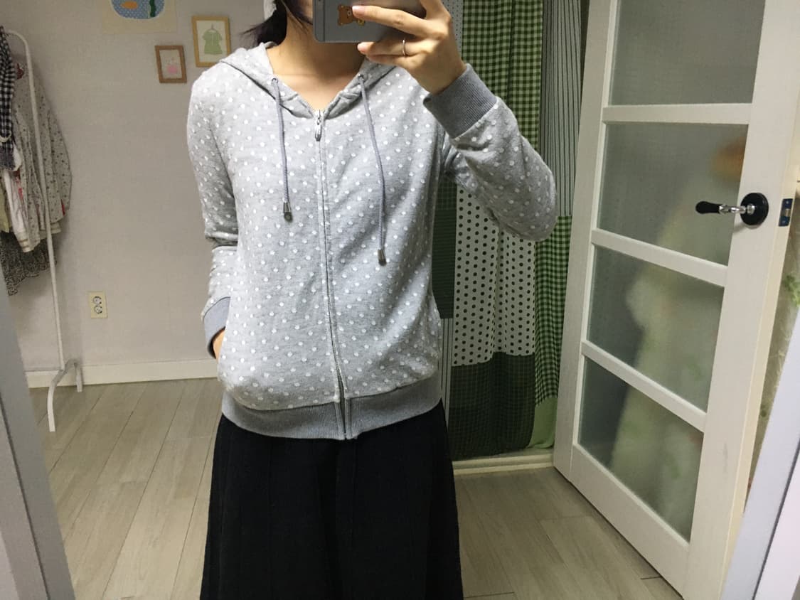 그레이 도트 후드집업 상품이미지8