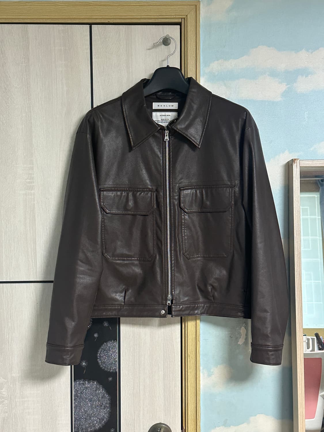 (L) 비슬로우 밀리터리 레더자켓 브라운 상품이미지2