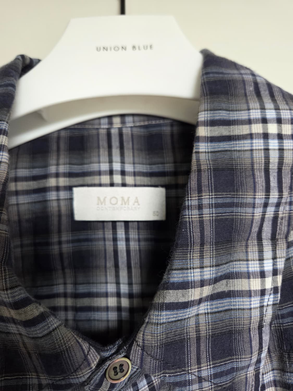 모마디자인 크링클 체크셔츠 네이비 50 상품이미지2