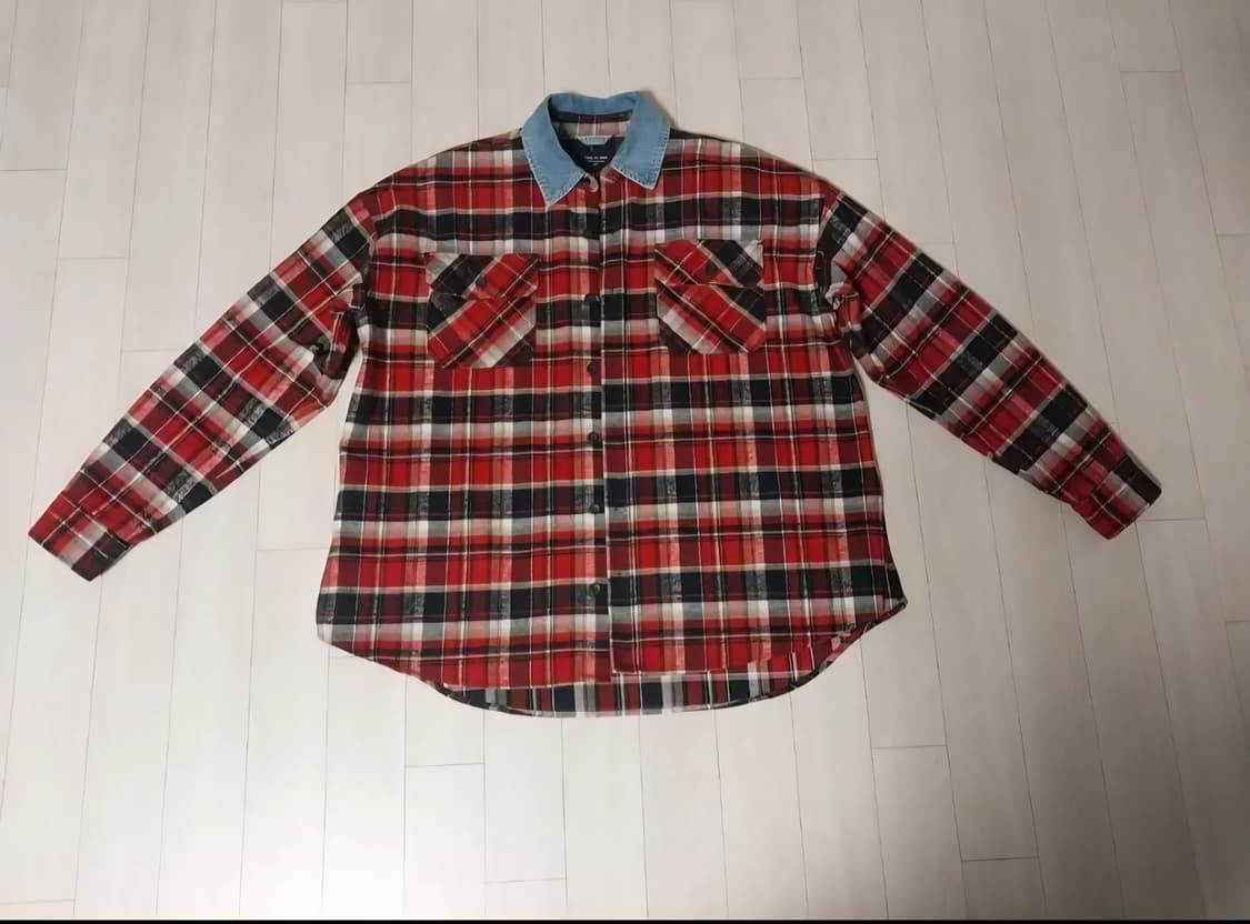 피어오브갓 5th 데님 카라 플란넬 체크 셔츠 레드 상품이미지2