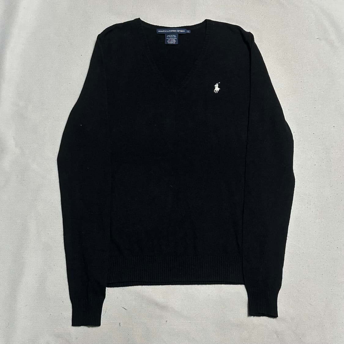 L 폴로랄프로렌 캐시미어 여성용 블랙 브이넥 니트 상품이미지2