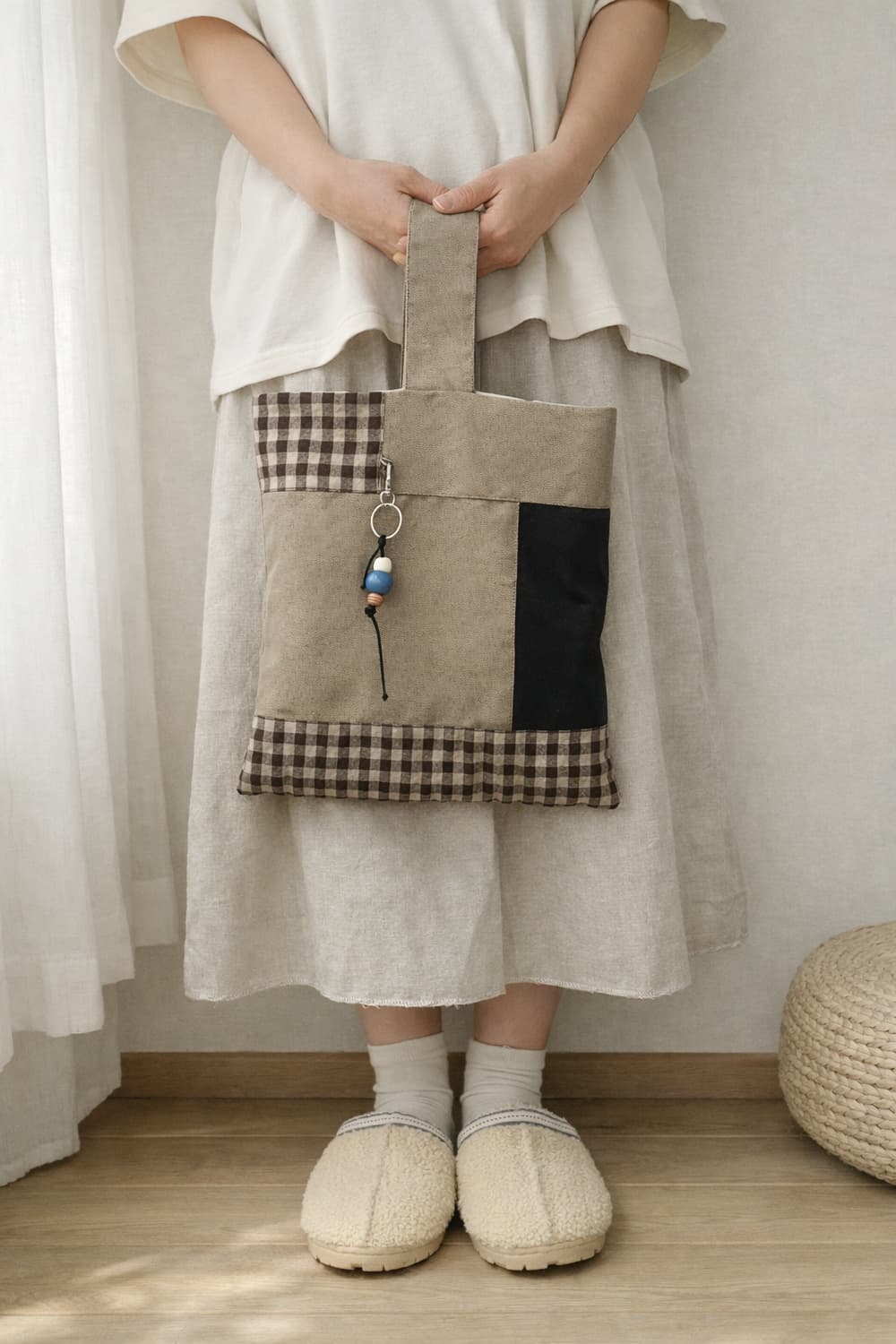 원핸들 손목가방 캔버스 미니 토트백 상품이미지1