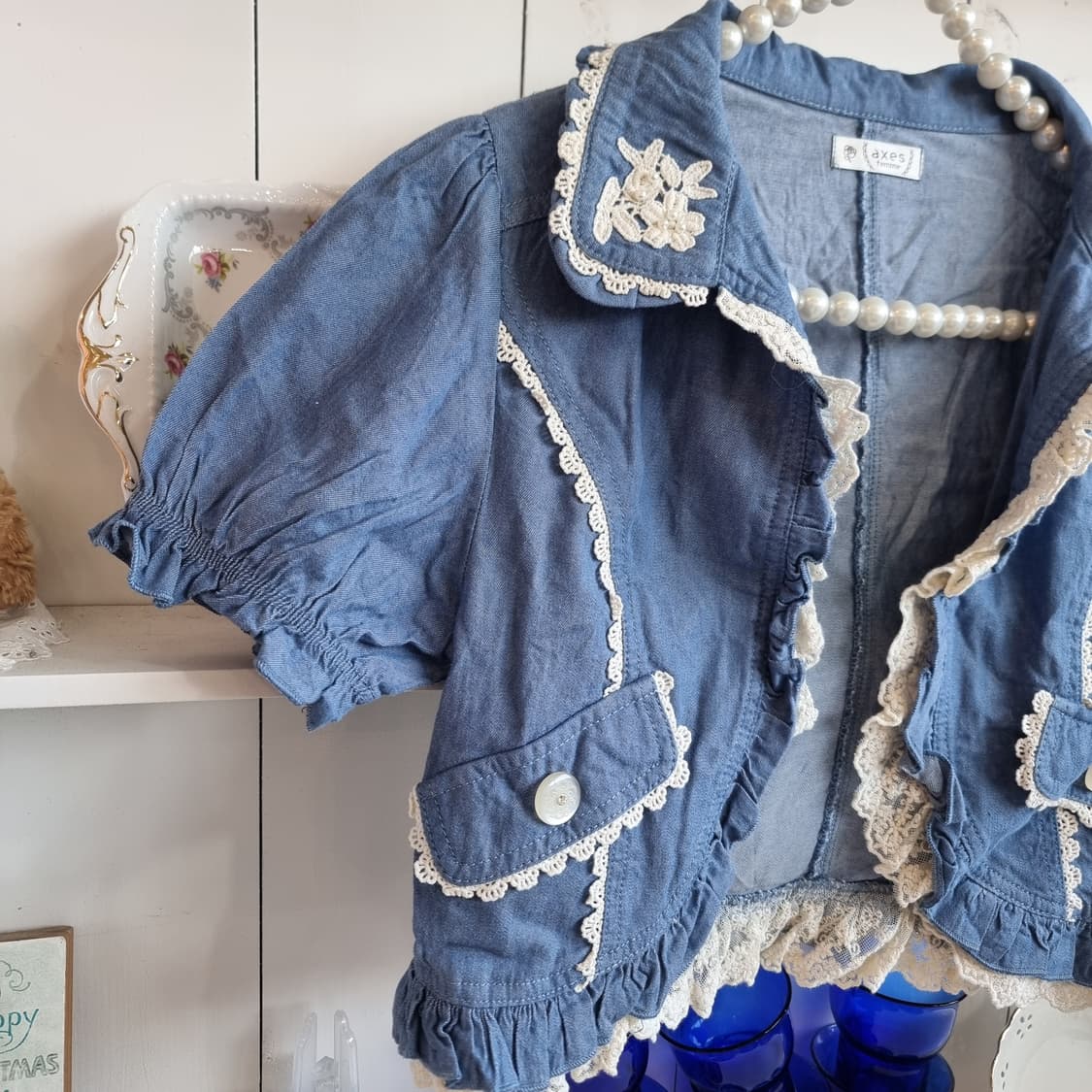 엑시즈팜(axes femme) 로맨틱 데님 레이스 볼레로 상품이미지2