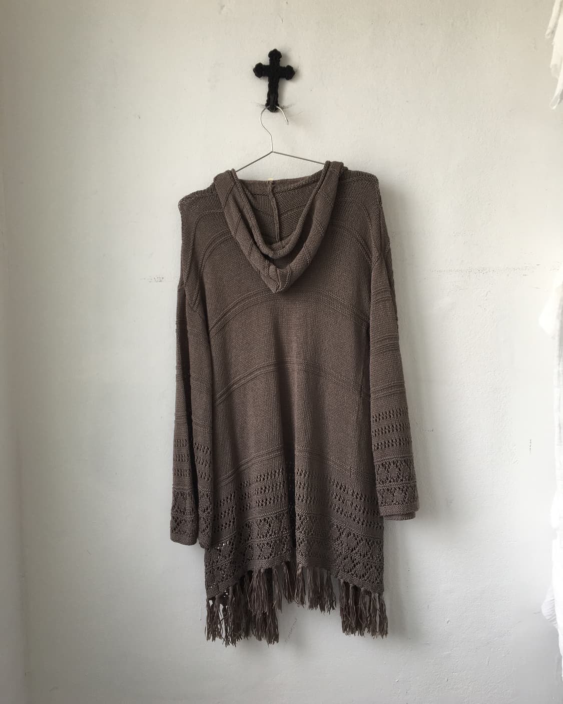 Fringe punching point knit hood open car 상품이미지3