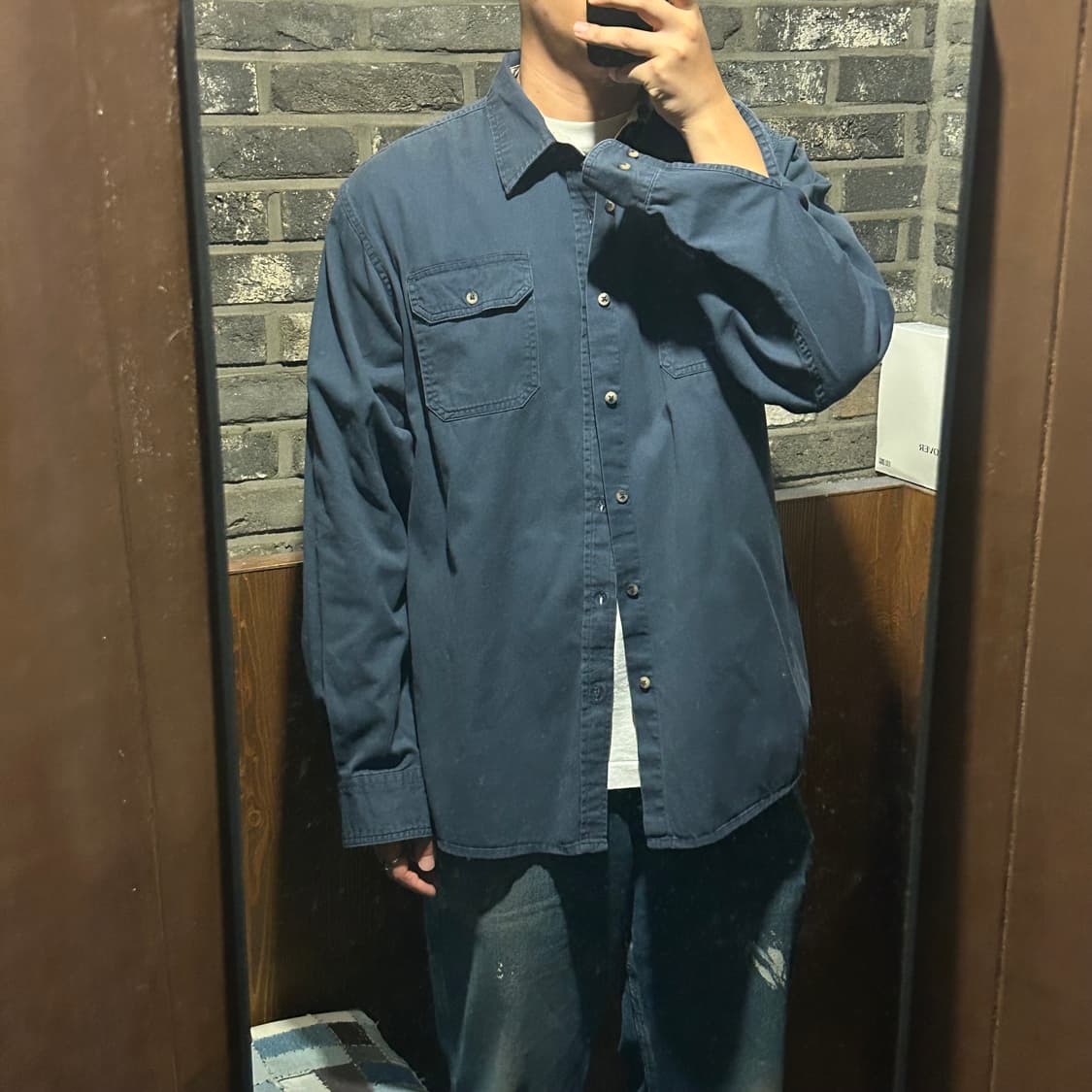 XL) Wrangler 랭글러 투포켓 워크웨어 코튼 셔츠 블루 W21 상품이미지7