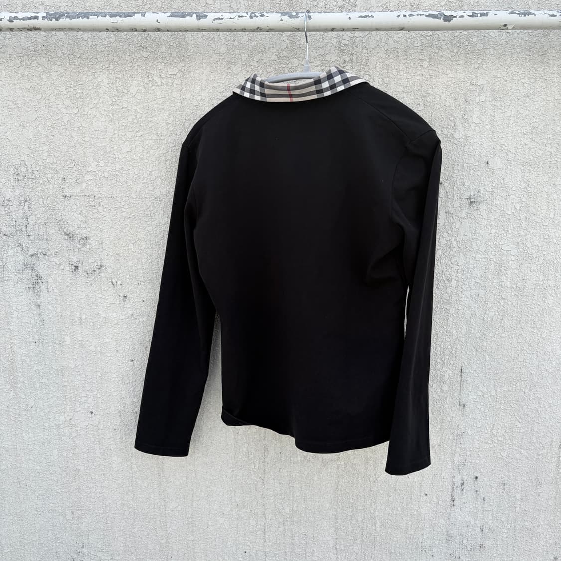 XL)버버리 00s 올드스쿨 금장빅로고 노바패턴카라 프릴 롱슬리브 상품이미지2