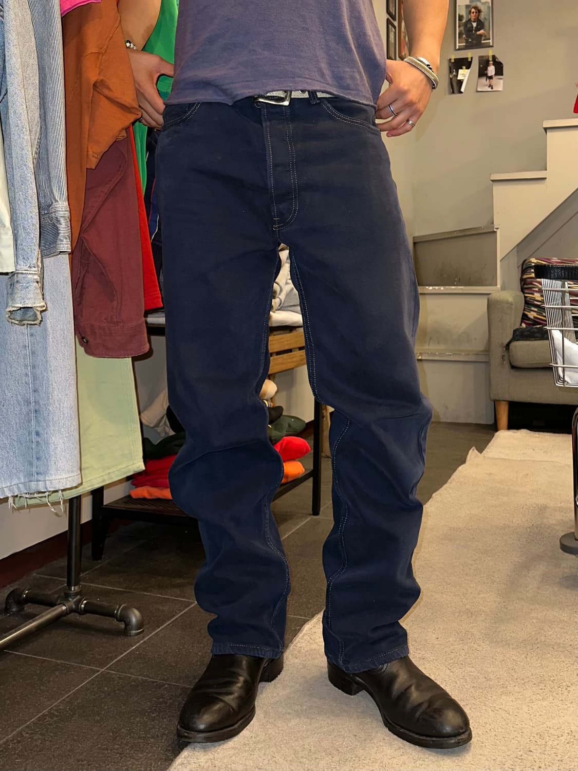 90’s Levi’s 501 navy denim washed pants 상품이미지1