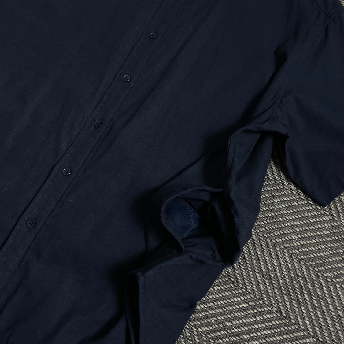 라퍼지 스토어 미니멀 박시핏 린넨 네이비 반팔 셔츠 y 4884 상품이미지5