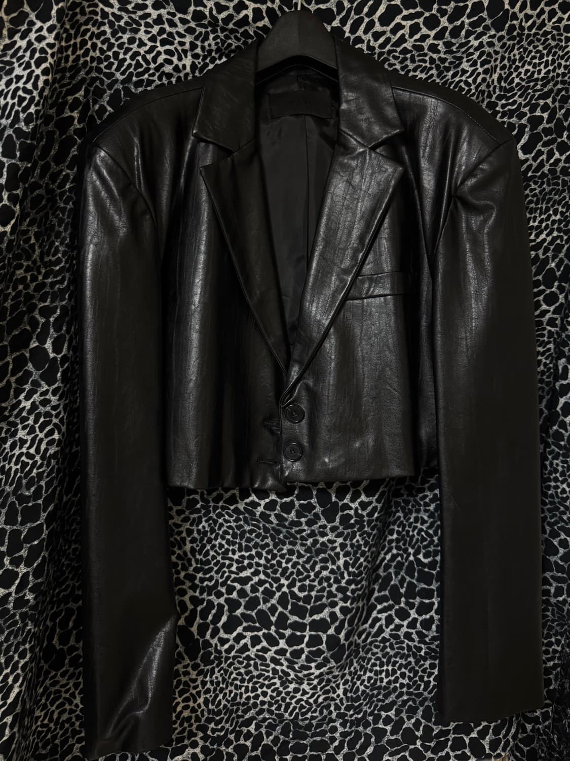 오버핏 램가죽 코팅 레더 크롭 숏자켓 상품이미지1