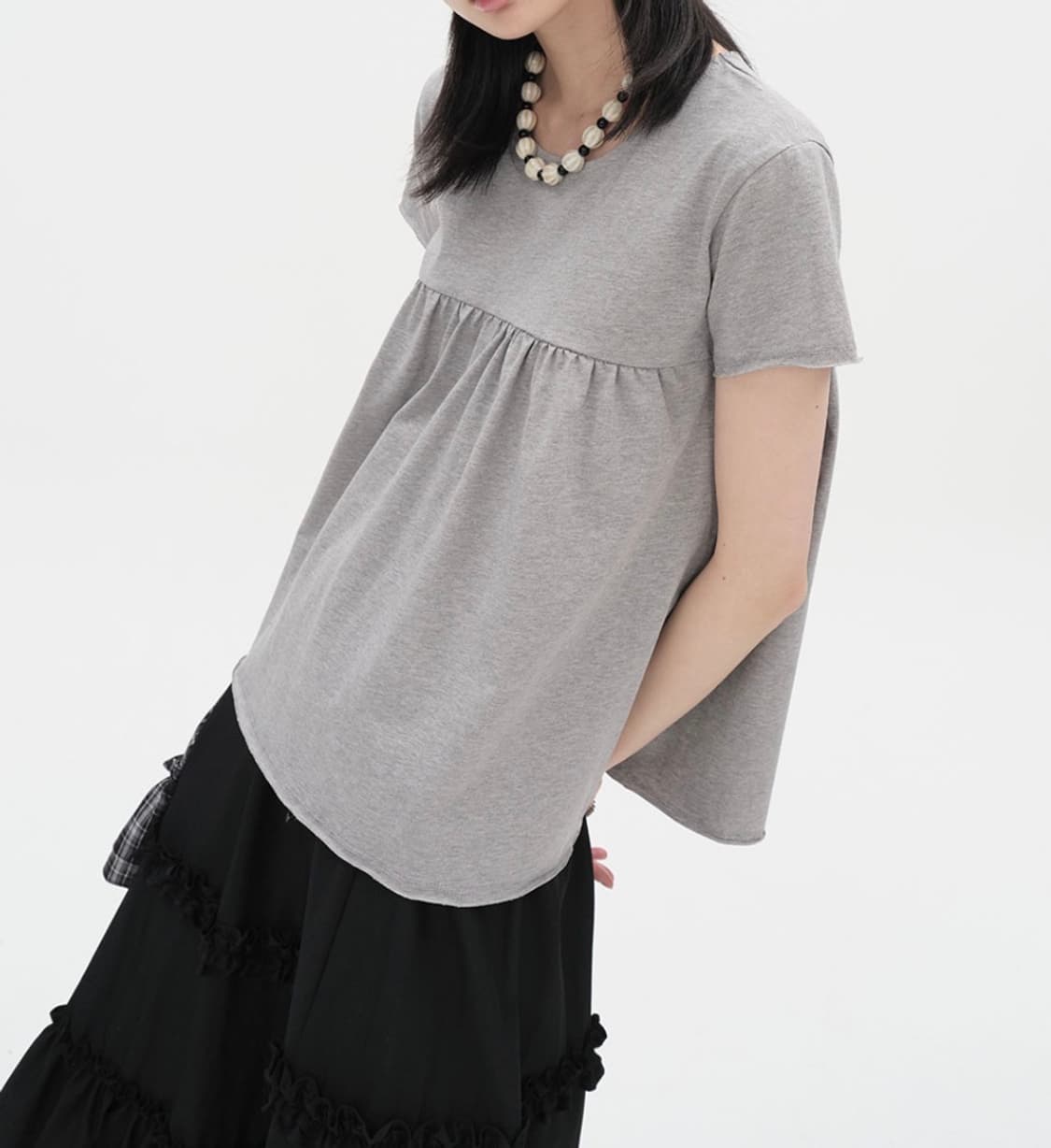 타입서비스 Gathered Shirring Top Gray 상품이미지2