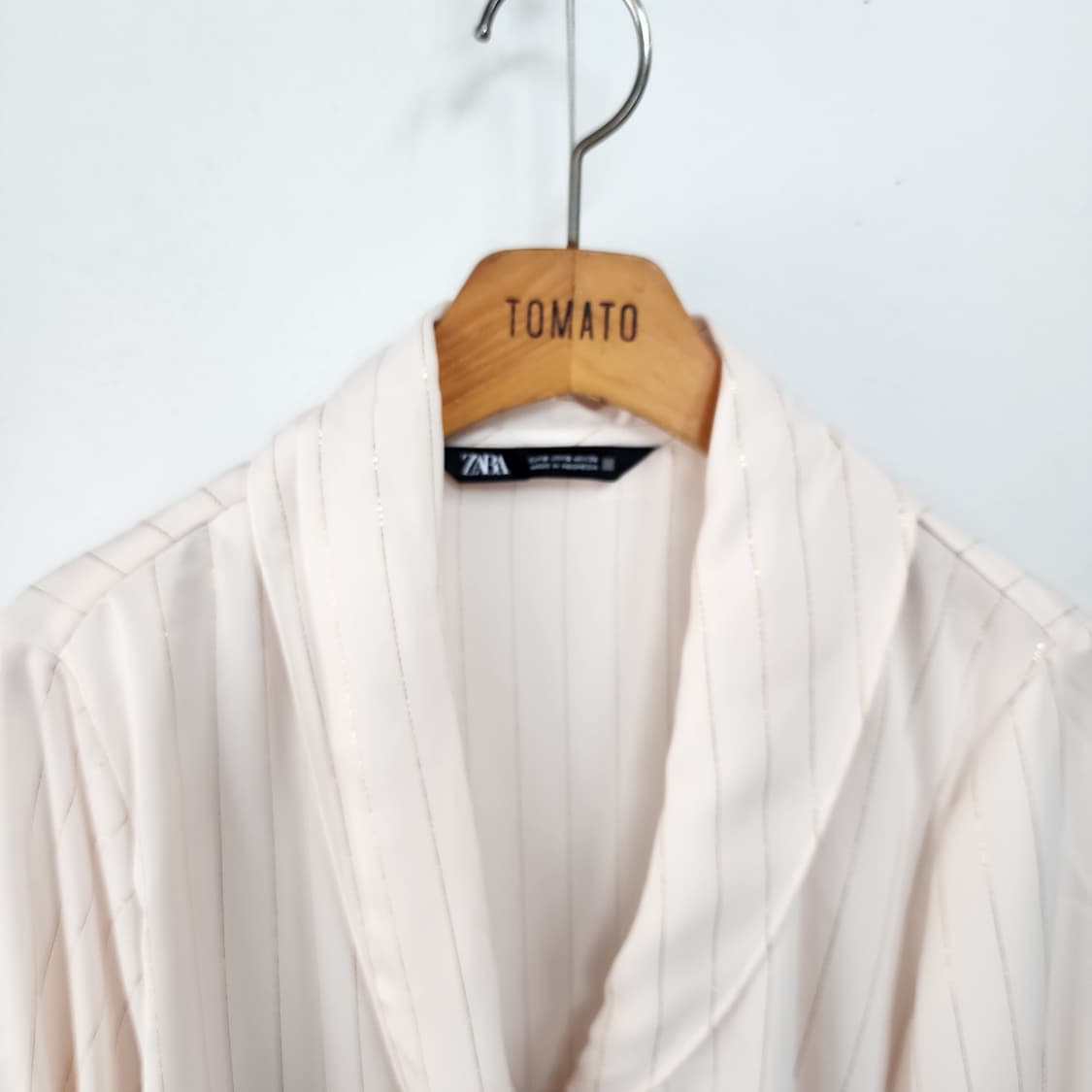 자라 스트라이프 리본 블라우스 상품이미지4