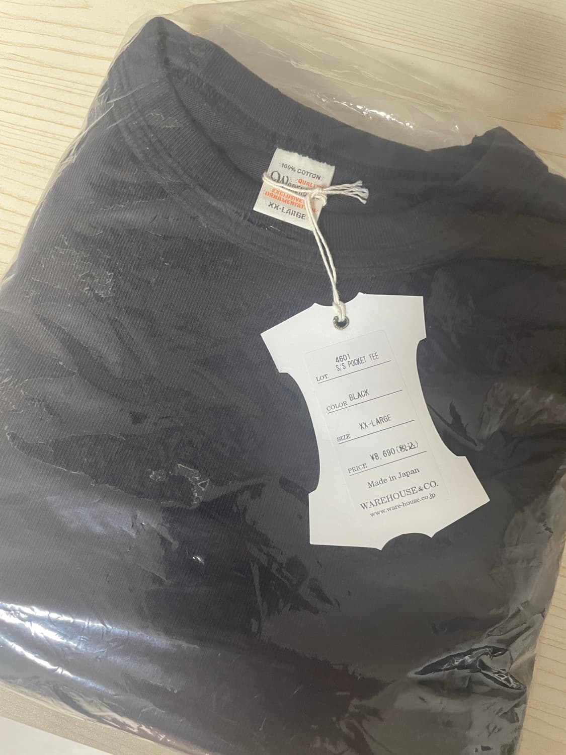 웨어하우스 Lot 4601 루프휠 포켓 티셔츠 블랙  XXL 상품이미지1