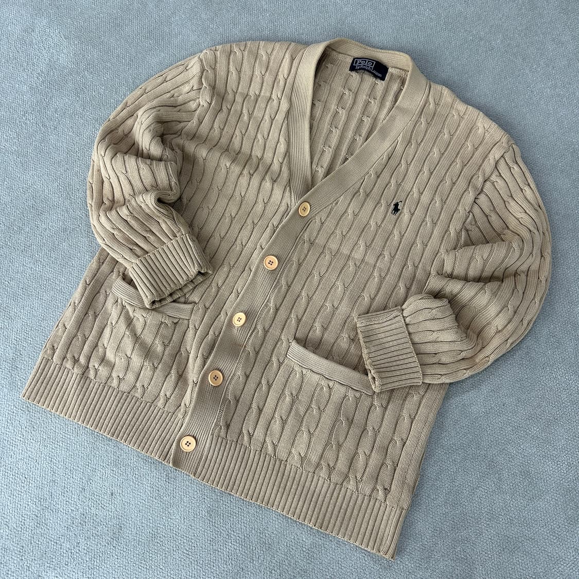 폴로 랄프로렌 케이블 니트 가디건 베이지 L 상품이미지1