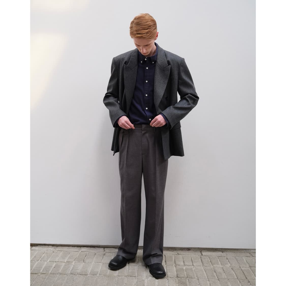 [택포](L)던스트Dunst 피크드 더블 블레이져 메란지그레이 상품이미지2