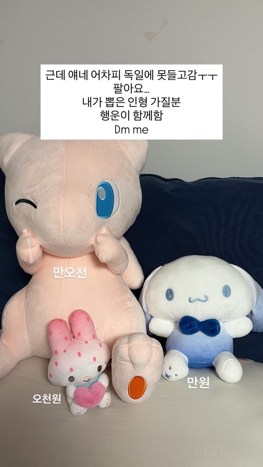 시나모롤 마이멜로디 포켓몬스터 뮤 인형 상품이미지1