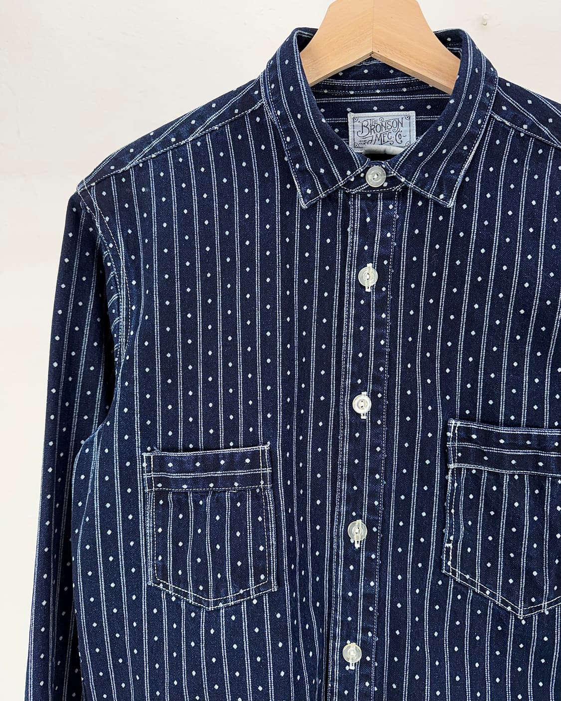 브론슨 와바시 도트 스트라이프 워크 셔츠 상품이미지2