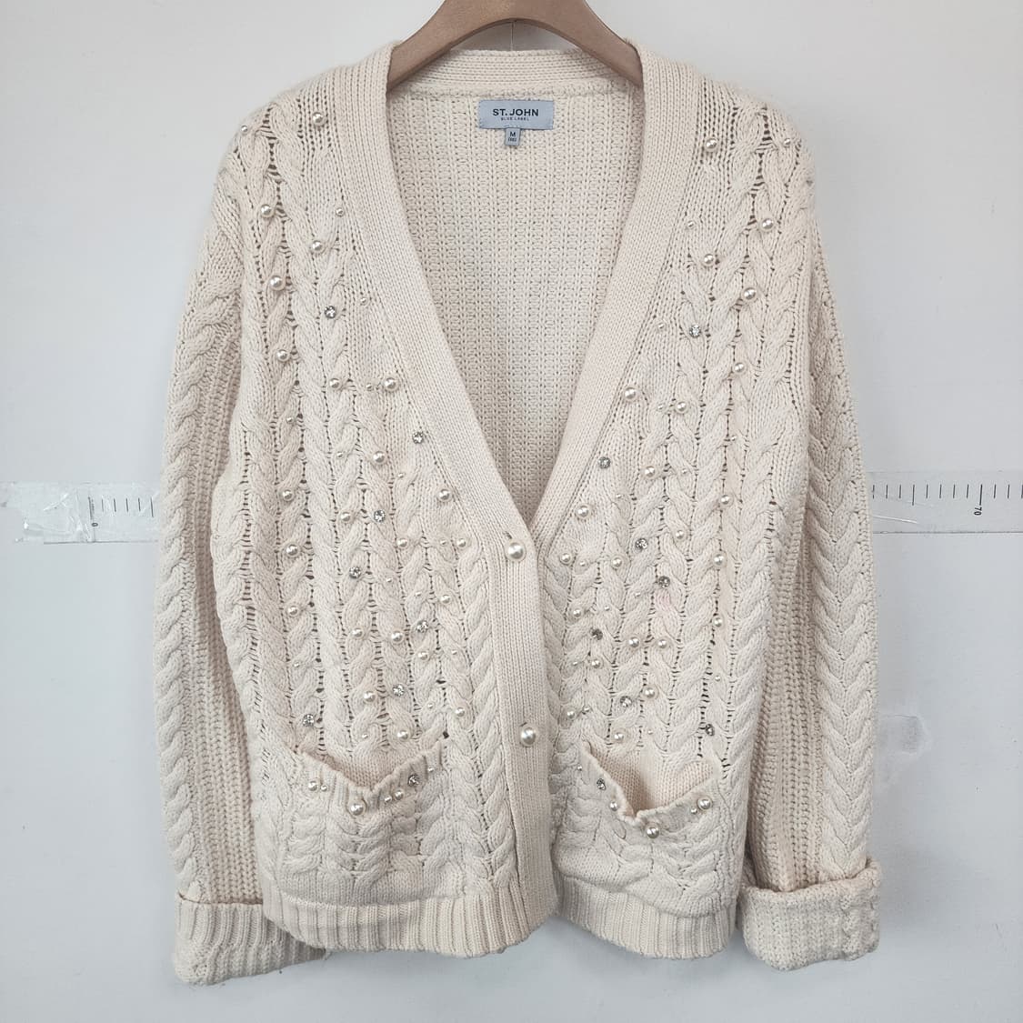 센존 진주 장식 가디건 상품이미지1