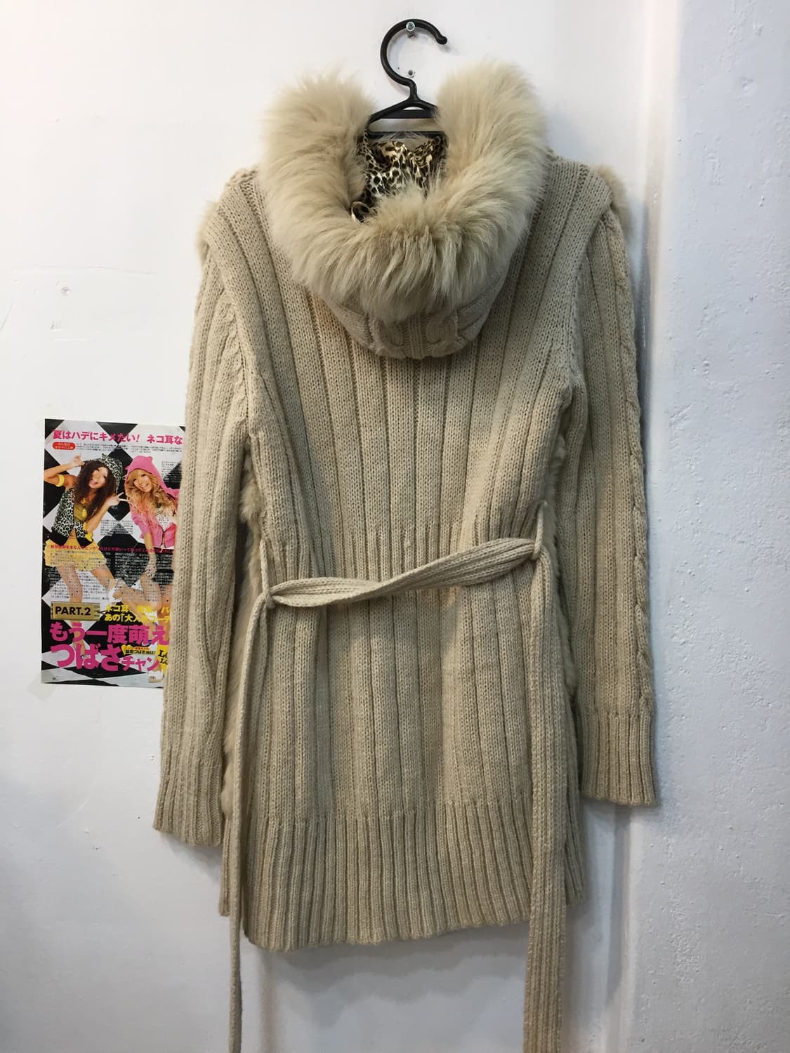 빈티지 퍼 후드 니트 가디건 상품이미지7