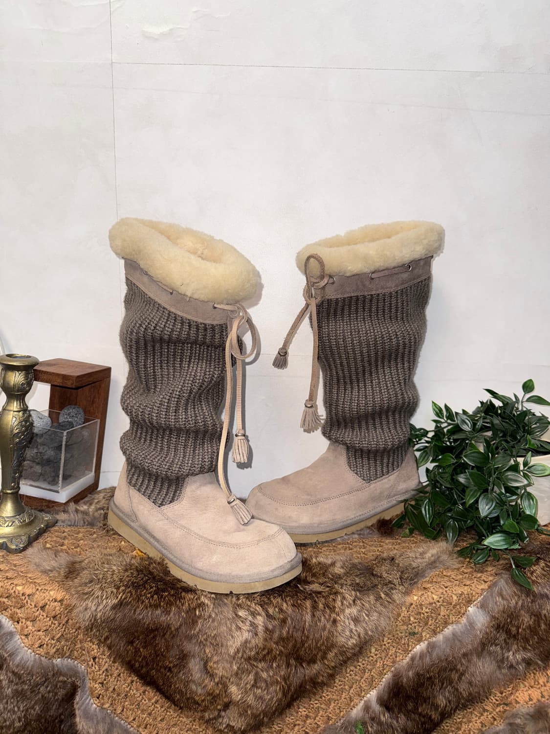 UGG ash beige suede knit long boots 상품이미지2
