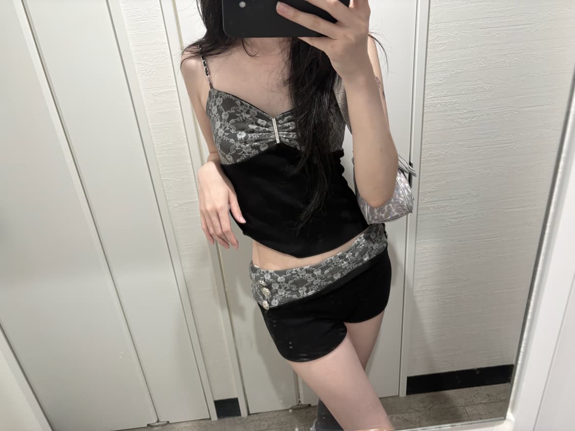 팝걸빈티지 베이비 레이스 셋업 M 갸루룩 오네갸루 일본빈티지 상품이미지2