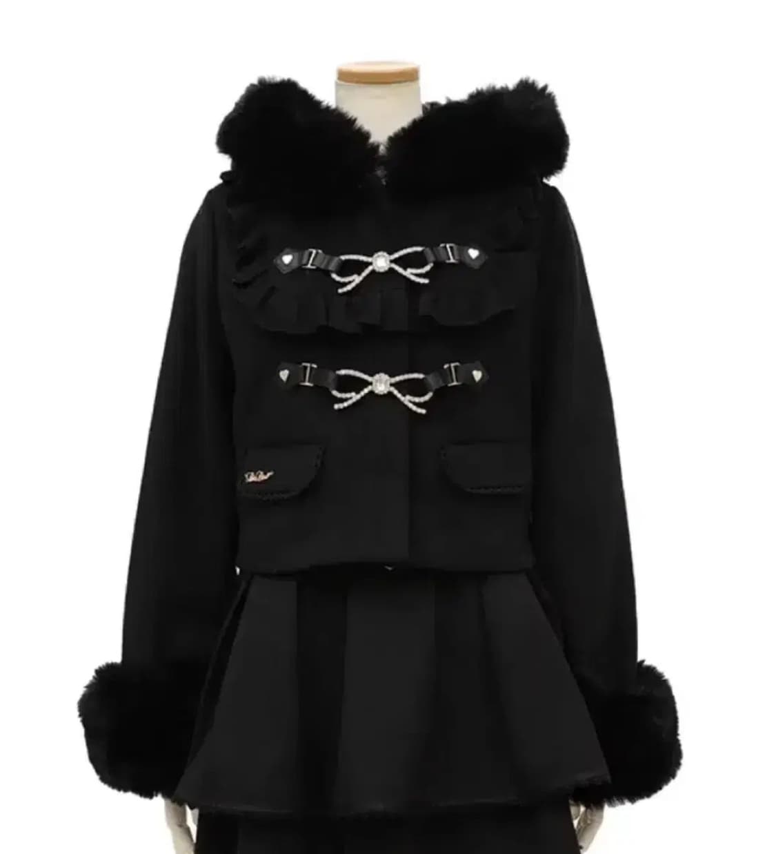 리즈리사 리본 후드 숏코트 상품이미지1