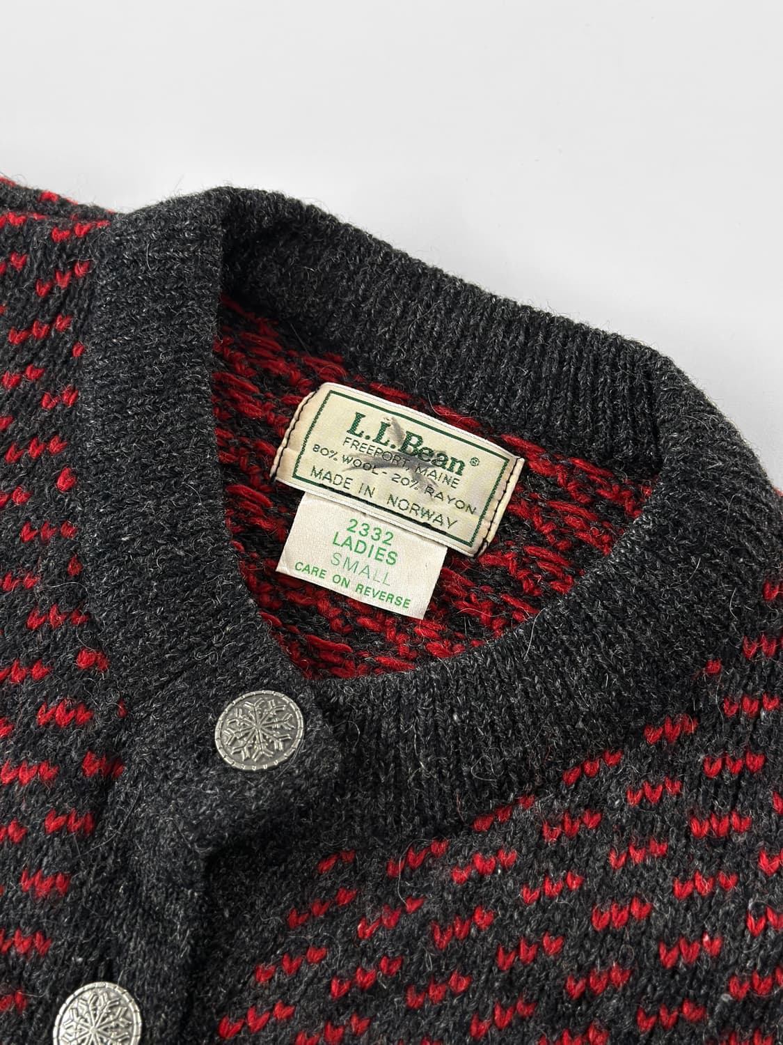 80s 빈티지 엘엘빈 버드아이 패턴 울 가디건 상품이미지4