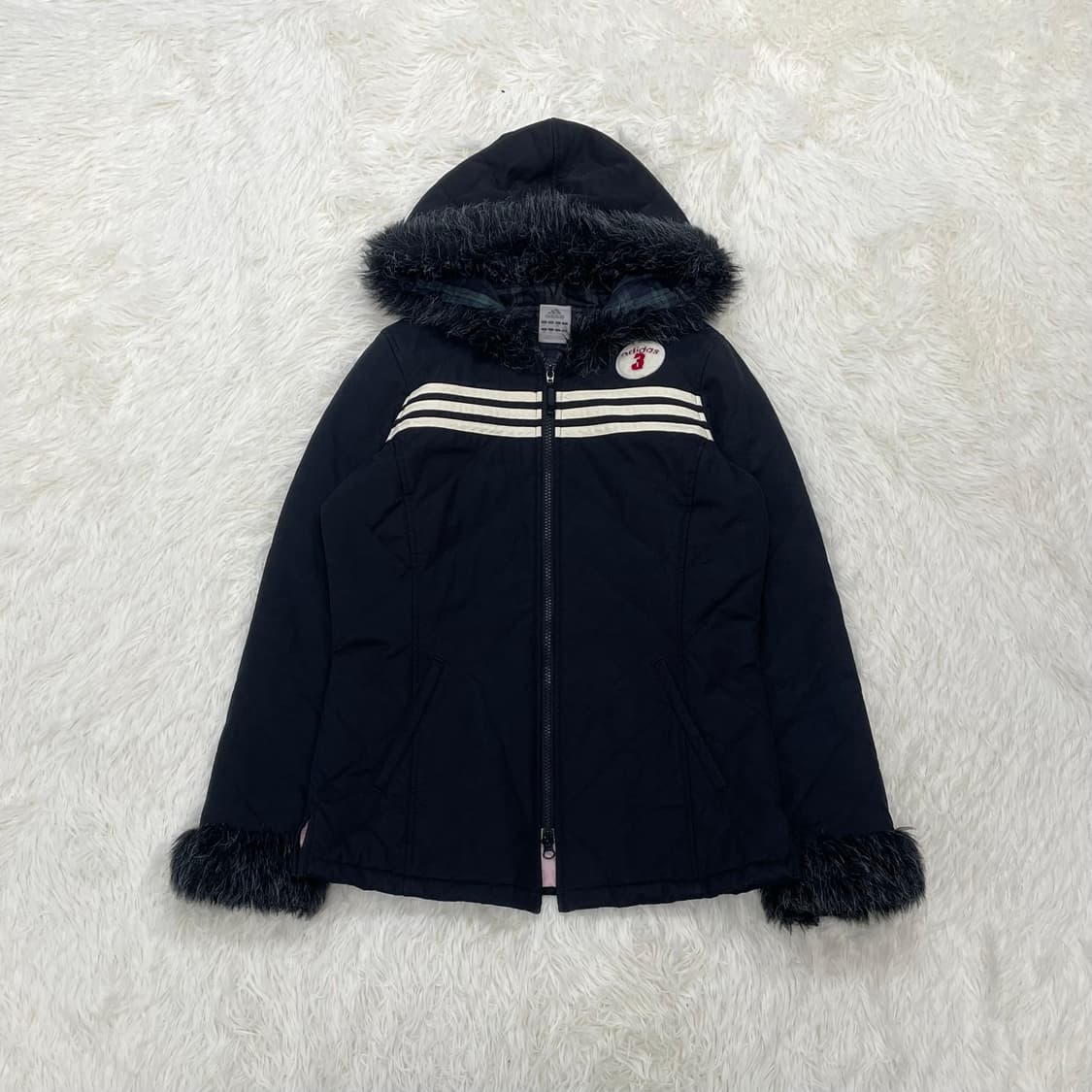 아디다스 스포티 퍼 트리밍 경량 다운 자켓 블랙 상품이미지2