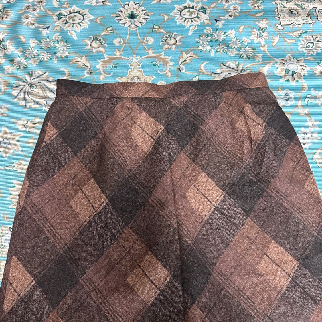 브라운 체크 빈티지 롱스커트 미착용 상품이미지3