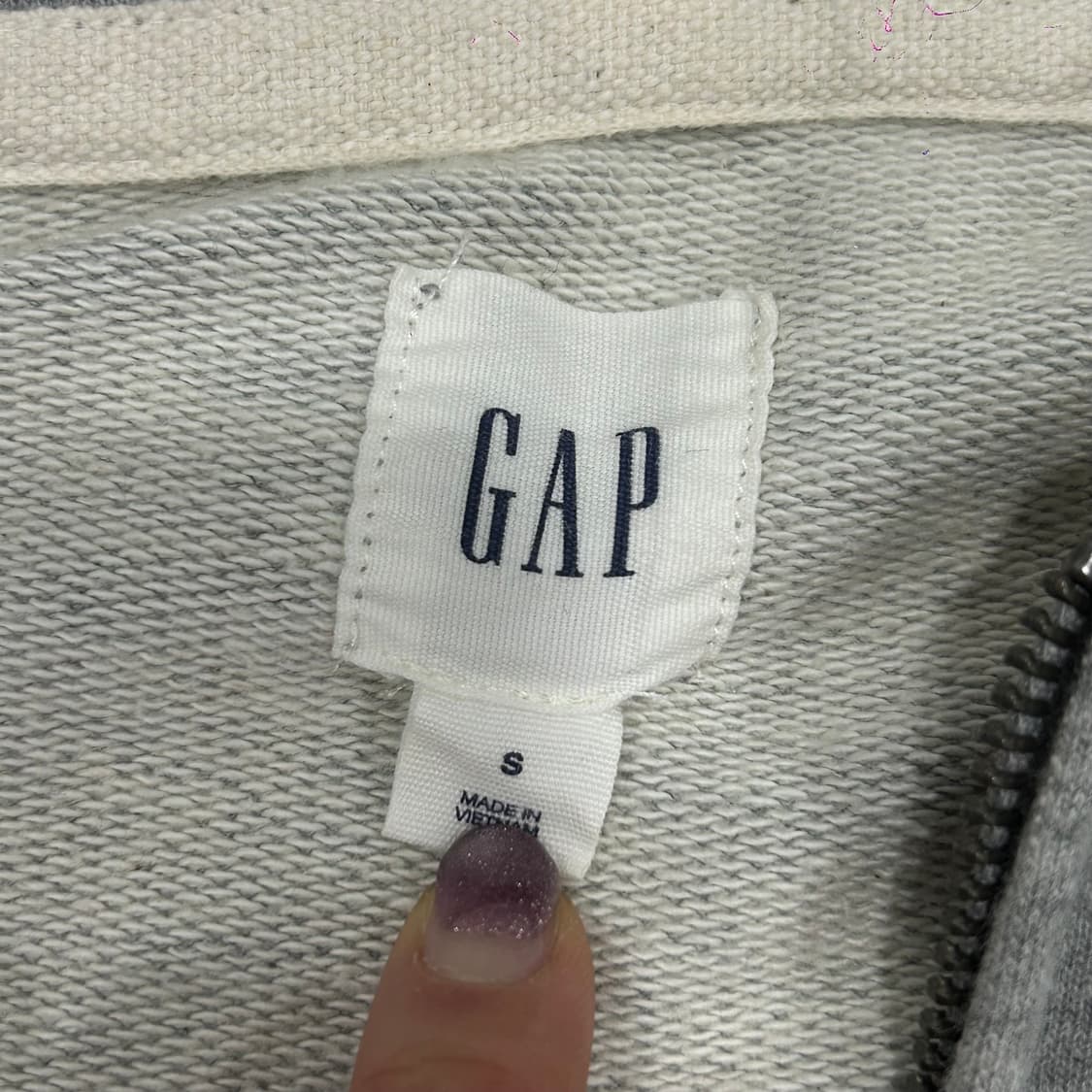 Gap 갭 딥네이비 로고 그레이 후드집업 상품이미지5