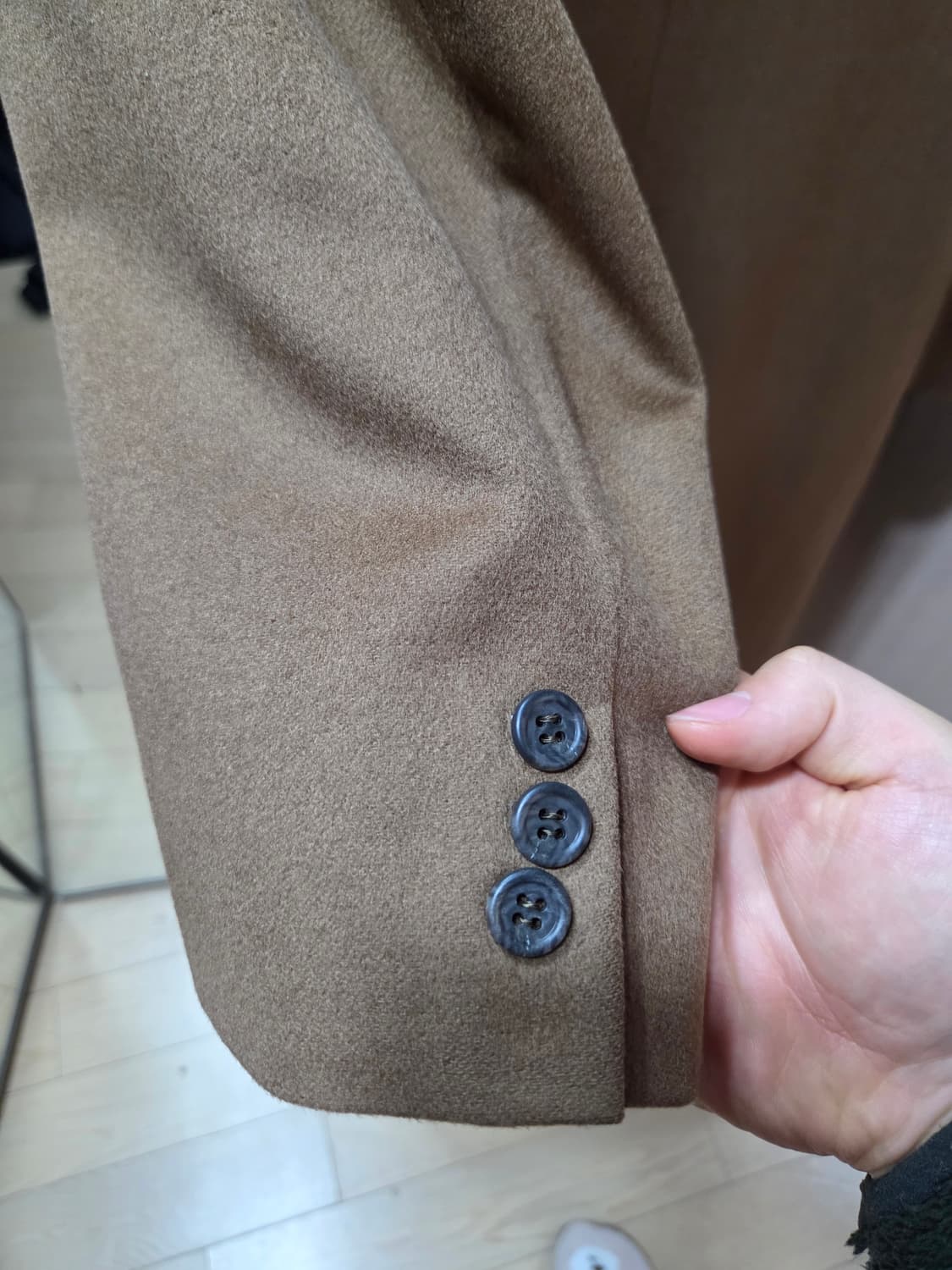 카멜색 캐시미어 싱글코트 상품이미지3