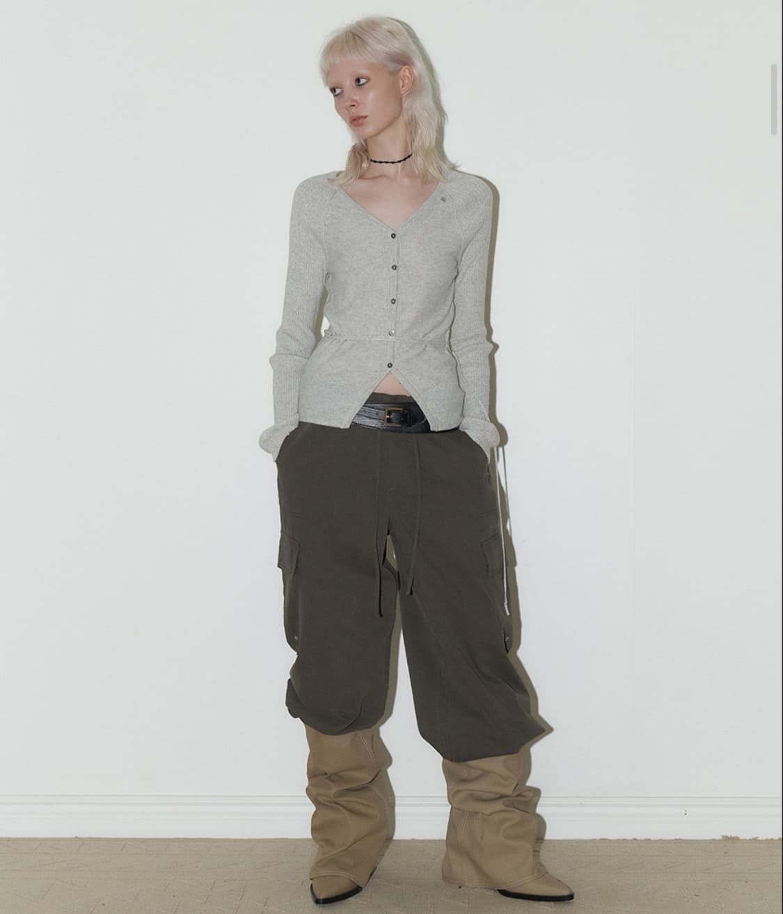 오디너리홀리데이 앙고라 브이넥 슬림 가디건 멜란지 상품이미지2