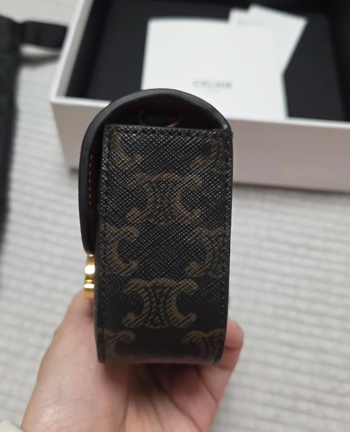 (정품)셀린느 미니 클로드백 트리옹프 캔버스 카프스킨 상품이미지4