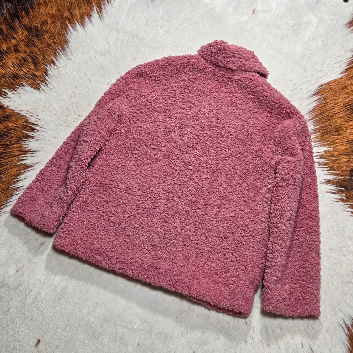 빈티지 핑크 뽀글이 퍼 누빔 자켓 상품이미지4