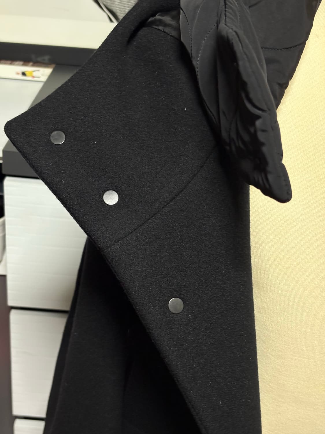 시스템옴므 캐시미어 후드 블랙 오버사이즈 코트 상품이미지9