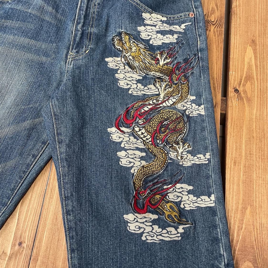 일본 빈티지 용자수 데님 반바지 37in 상품이미지4