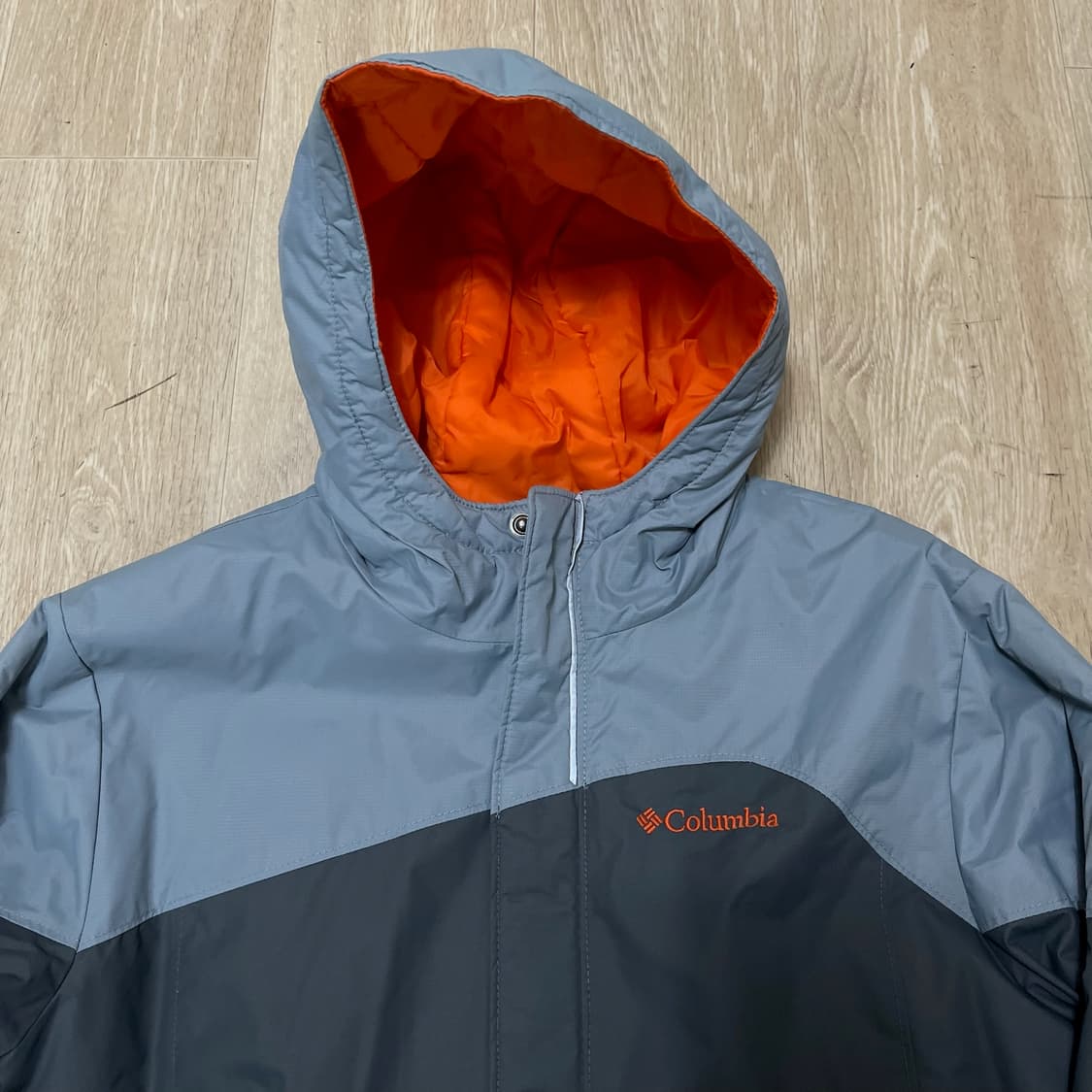 컬럼비아 키즈 배색 후드 바람막이 점퍼 [그레이] L/14-16 상품이미지2