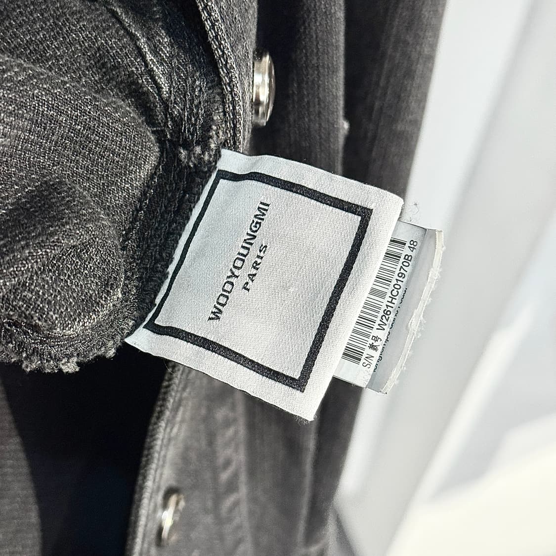 (48) 26SS 우영미 블랙 레더 데님 워싱 자켓 블랙 상품이미지9