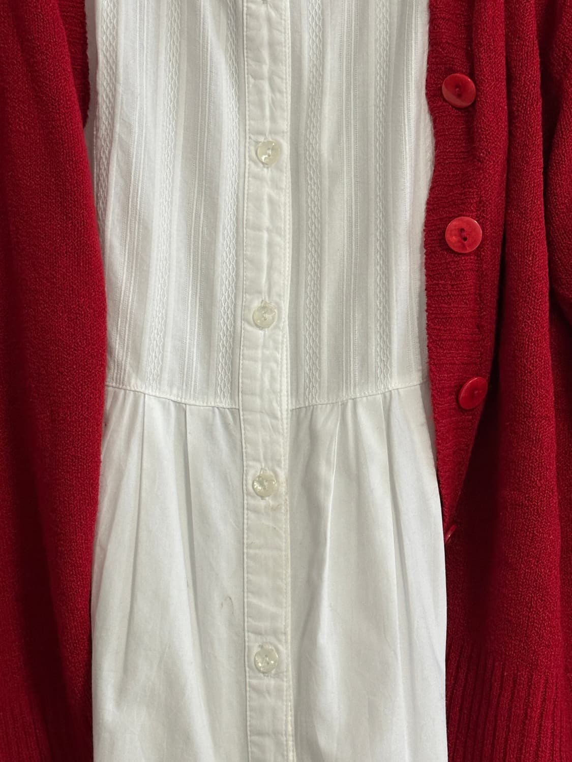 레드 컬러 브이넥 빈티지 가디건 상품이미지5