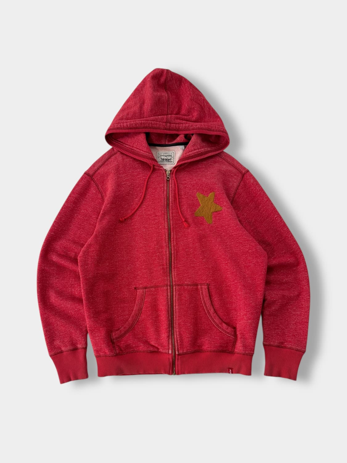 리바이스 00‘s 루즈핏 스타로고 멜란지 레드 스웻 후드집업 상품이미지1