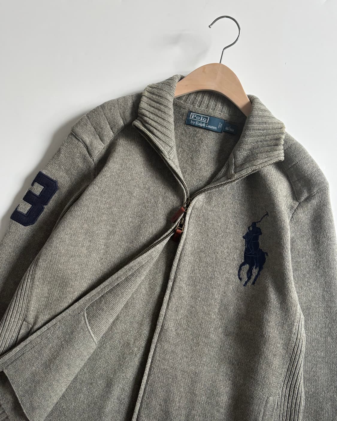 Polo 폴로 랄프로렌 빅포니 넘버링 램스울 2way 니트집업 상품이미지2