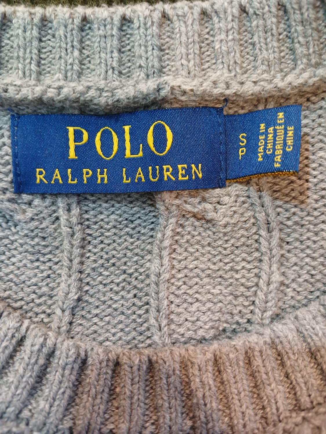 (S,90)폴로 랄프로렌 면100 꽈배기 니트 그레이 상품이미지6
