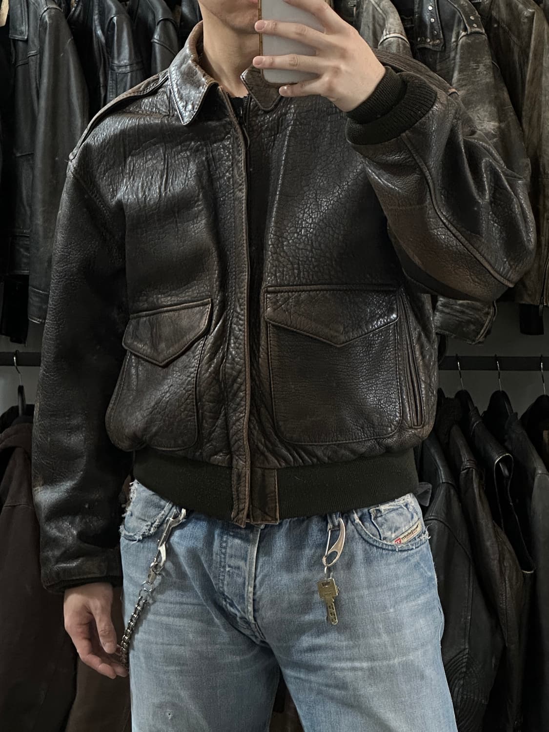 80's OG 아비렉스 레더 A-2 자켓 빈티지 레더 봄버 자켓 상품이미지3