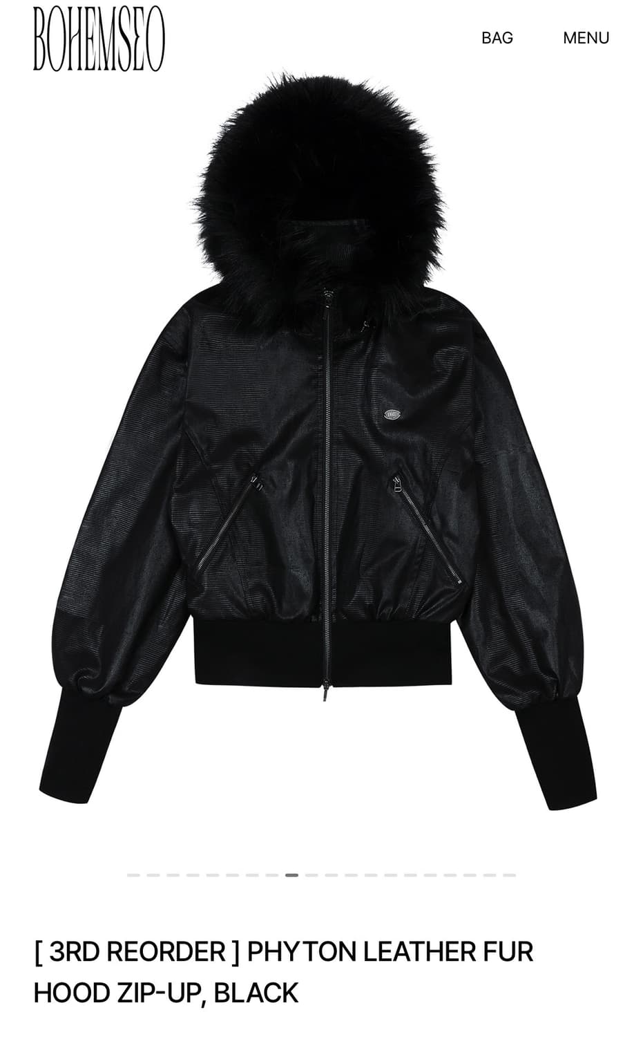 보헤미안서울 보헴서 파이톤 레더 퍼 후드집업 상품이미지3