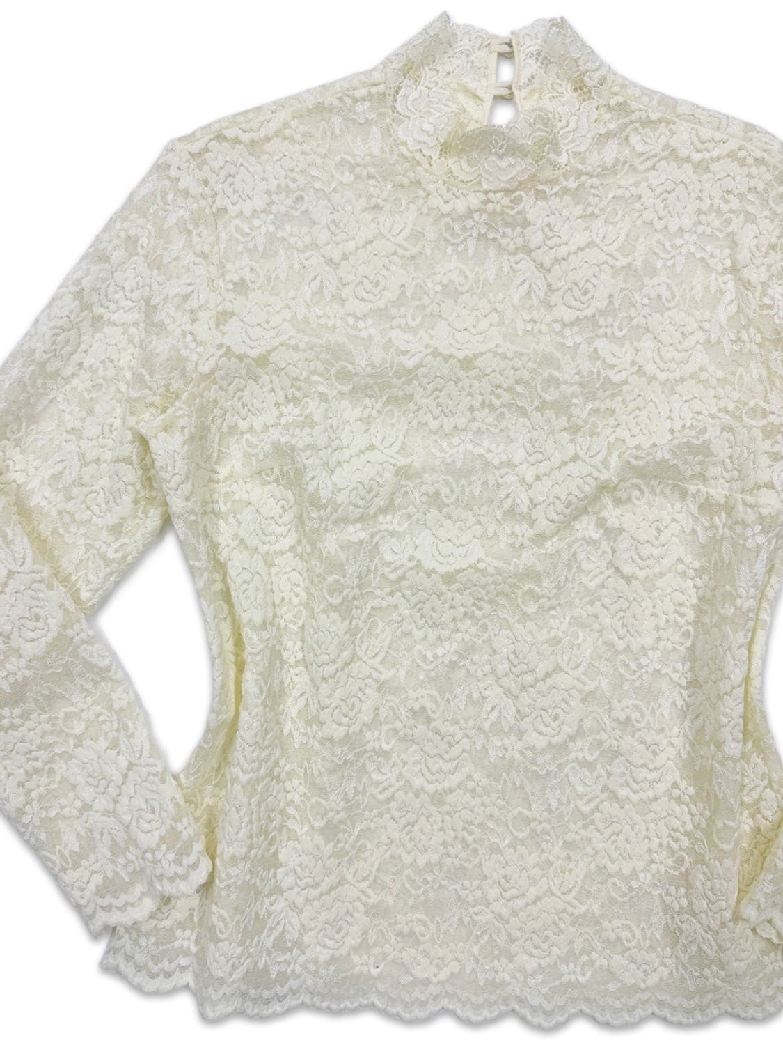 빈티지 아이보리 시스루 레이스 레이어드 긴팔티 상품이미지2