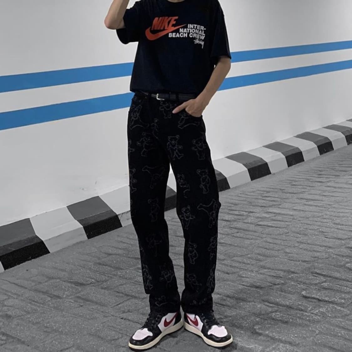 라퍼 LAUGHER 댄싱 베어 팬츠 (블랙) 30 새상품 상품이미지2