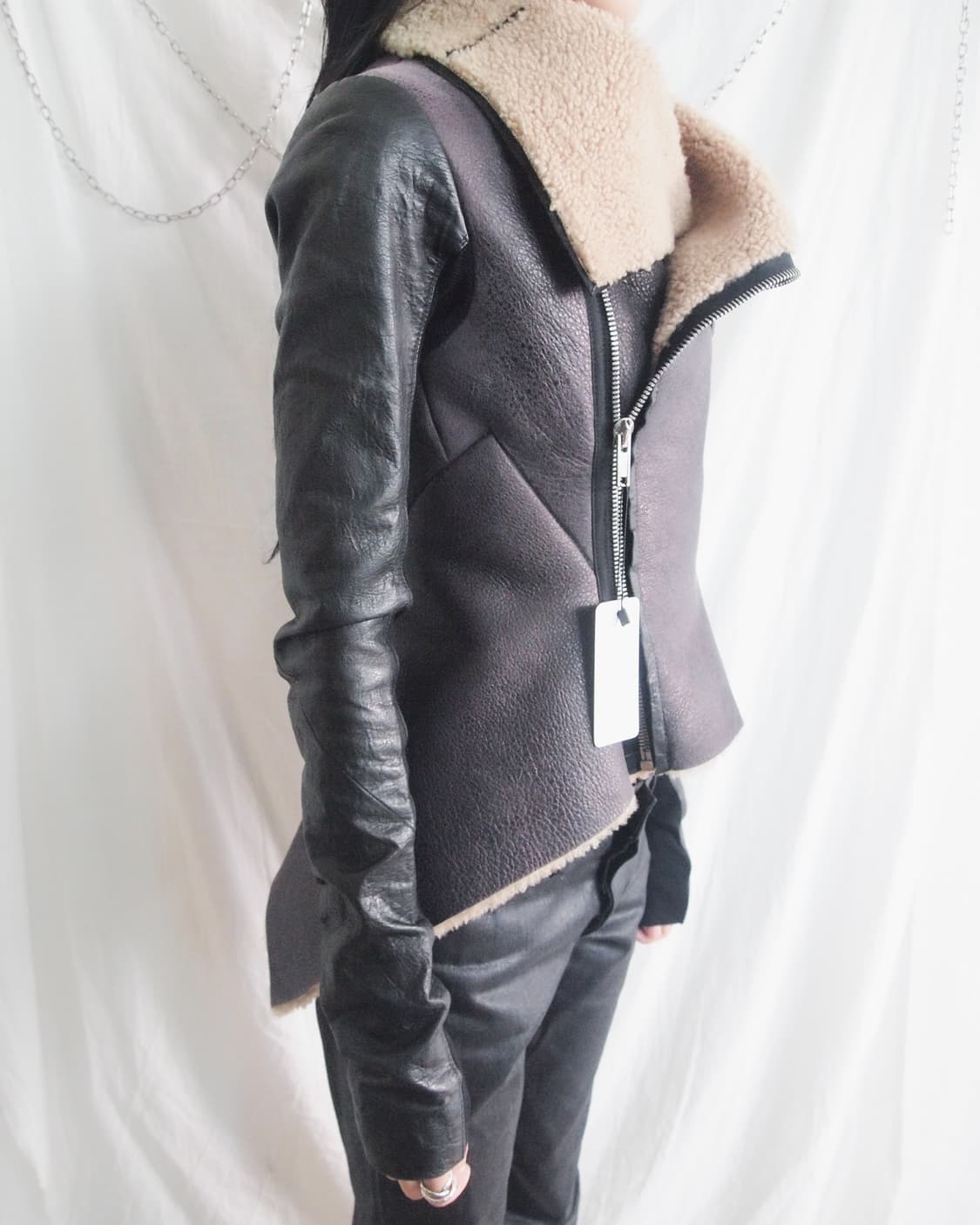 릭오웬스 12fw olmar&mirta 하이넥 드레이프 무스탕자켓 상품이미지4