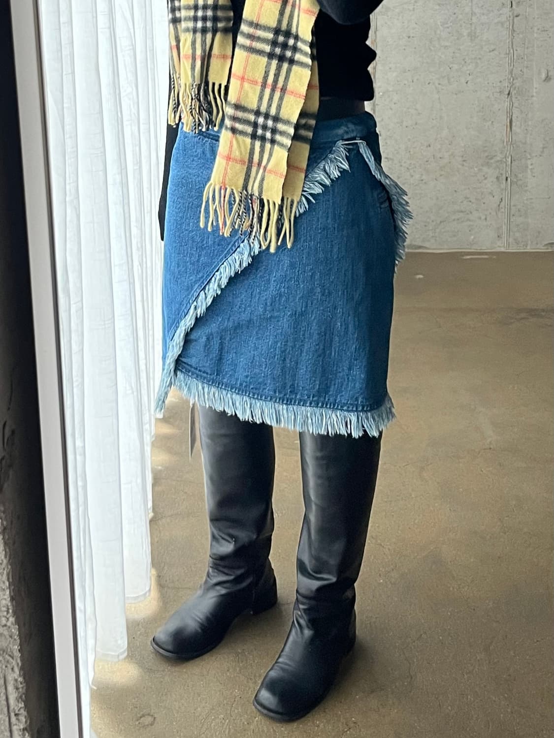 KAPITAL 캐피탈 언발 프린지 데님 스커트 상품이미지4